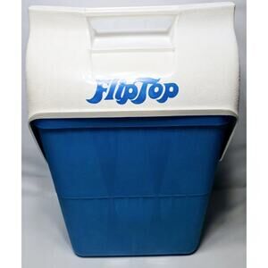 Vintage FlipTop Cooler 17.75" Tall with Handle Blue Retro Hold 12 Pack Of Cans